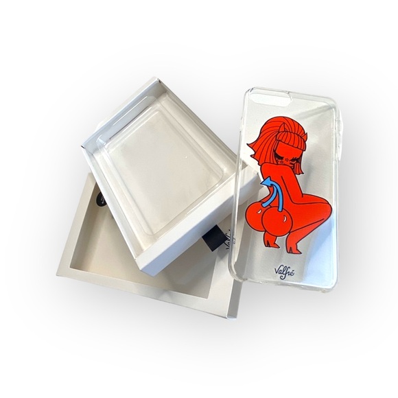 new Valfre ☻︎ Lucy Cherry Bottom ☻ iPhone 6+ 7+ 8+ Clear Case ☻ Artist Drawn ☻ - Picture 5 of 13